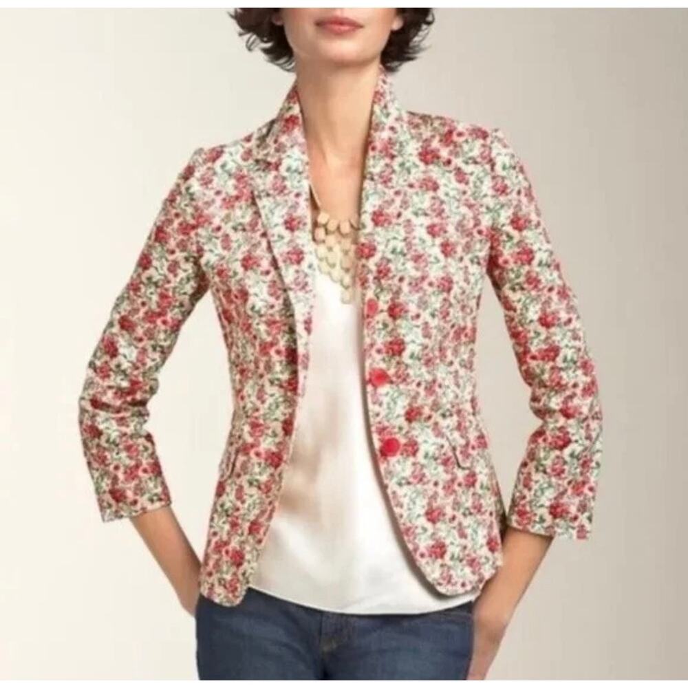 Talbots Grace Fit Blazer Cotton 3/4 Sleeve Sz 10 Cottagecore Boho Feminine